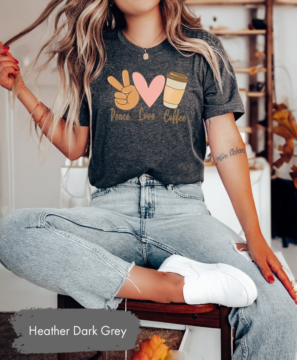 Peace Love Coffee Shirt, Coffee Shirt, Coffee Lover Shirt, Coffee Lover Gift, Coffee Gift, Fall Coffee Shirt, Coffee Addict Shirt