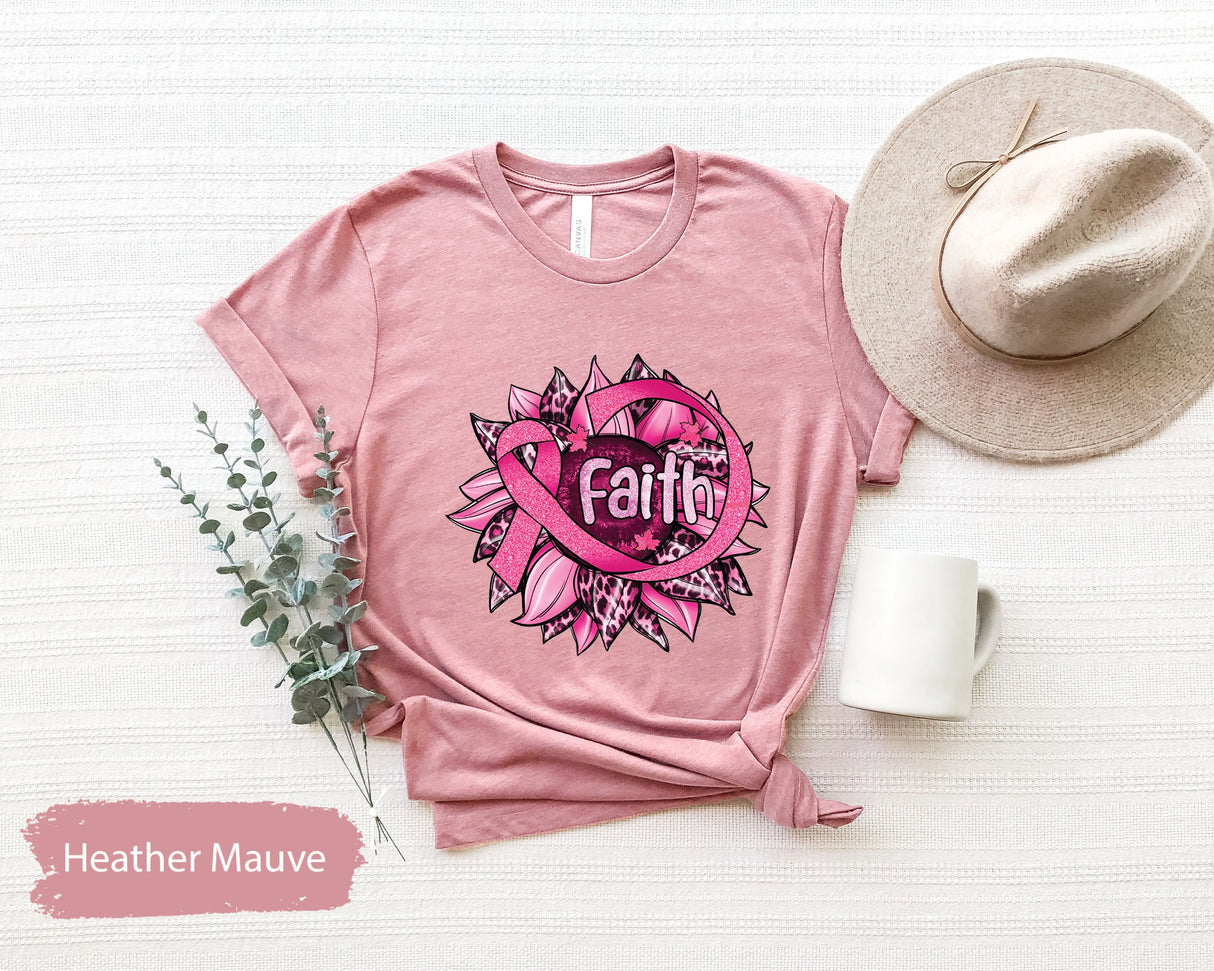 Pink Ribbon Sunflower Shirt, Breast Cancer Shirt, Faith TShirt, Cancer Shirt, Cancer Awareness, Cancer Survivor Shirt, Cancer Warrior Shirt