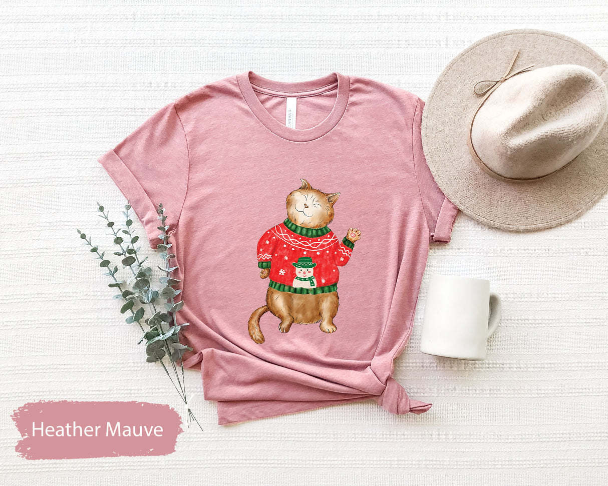 Christmas Cat Shirt, Funny Cat Shirt, Dancing Cat TShirt, Cat Lover Shirt, Cat Lover Gift, Fall Cat T-Shirt, Cat Mom Gift, Cat Mama Shirt