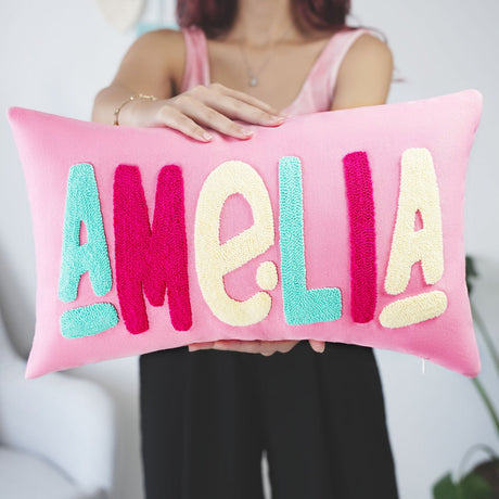 Personalized Baby Name Pillow, Custom Pillow, Punch Needle Name Pillow, Custom Name Pillow, Kid Room Decor, Baby Room Decor, Nursery Gift.