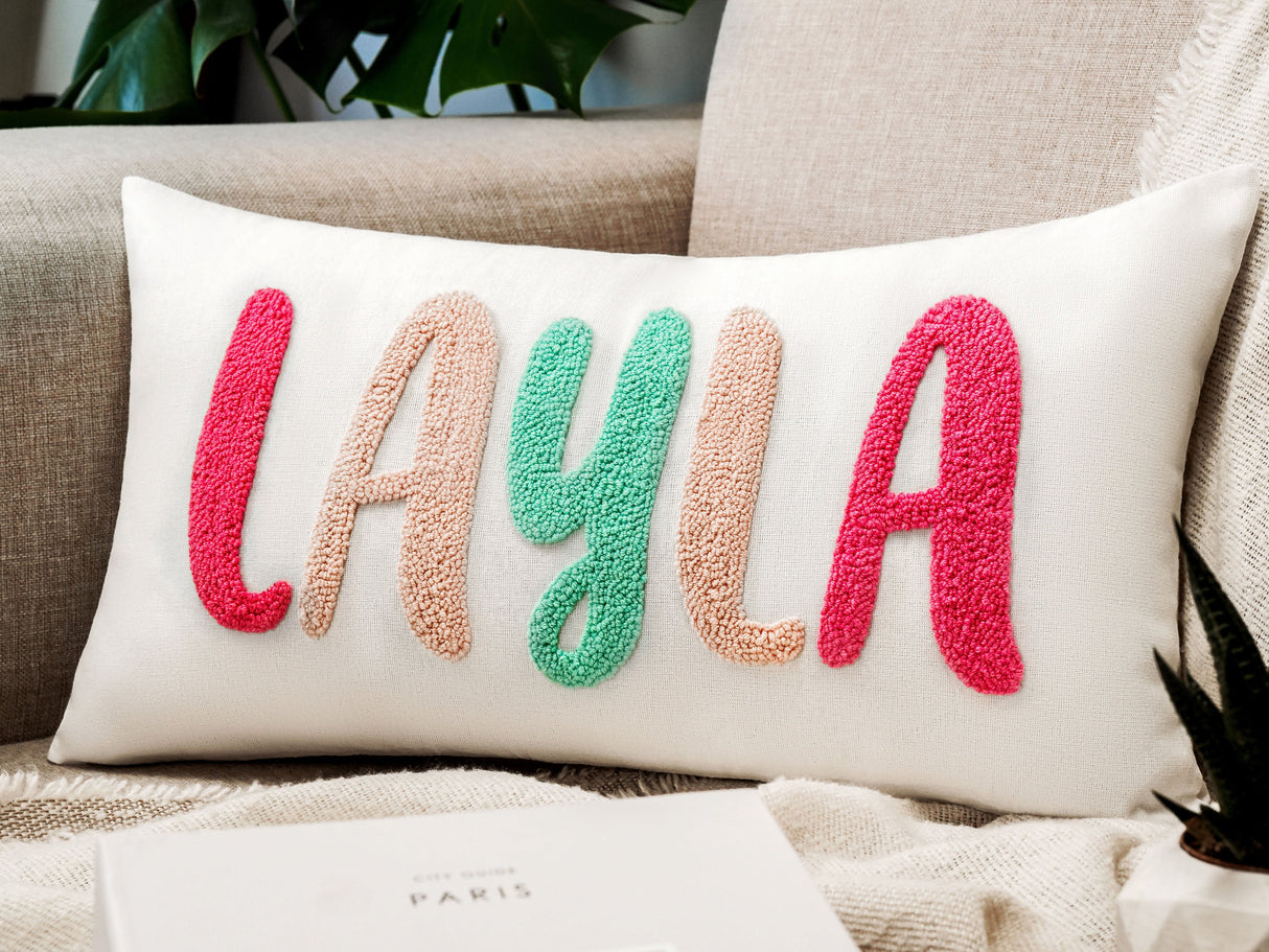 Custom Embroidered Pillow Personalized Gift, Home Decor, Anniversary Gift, Boyfriend Gift Idea, Birthday Gift for Him, Custom Throw Pillow - Arria Home