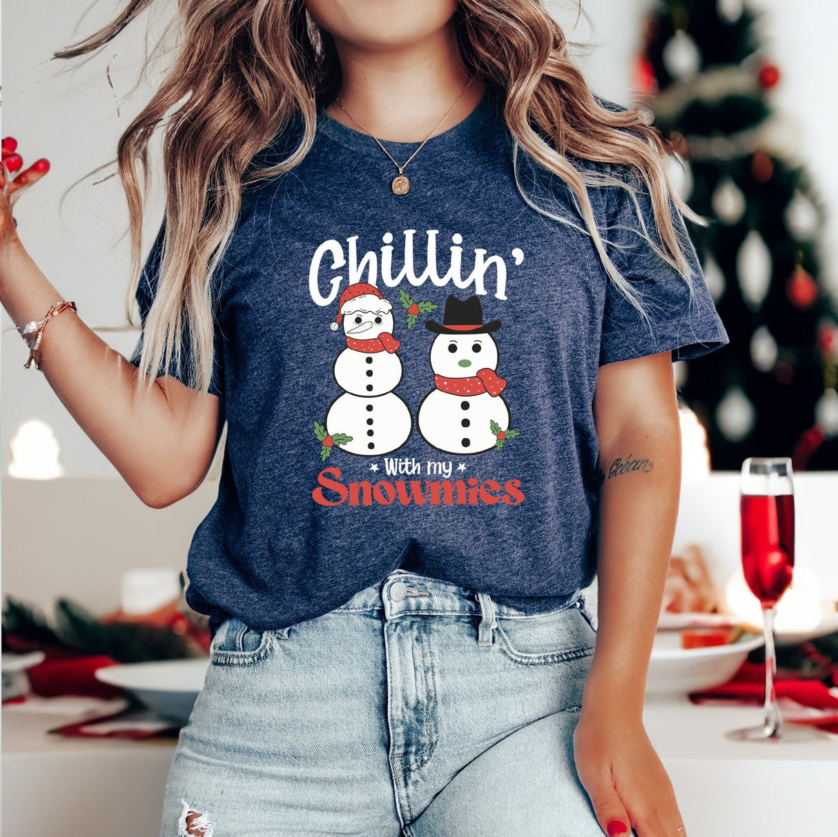 Christmas Shirt, Winter Shirt, Chillin With My Snowmies Shirt, Holiday Shirt, Christmas Gift, New Year TShirt, Xmas Party Shirt