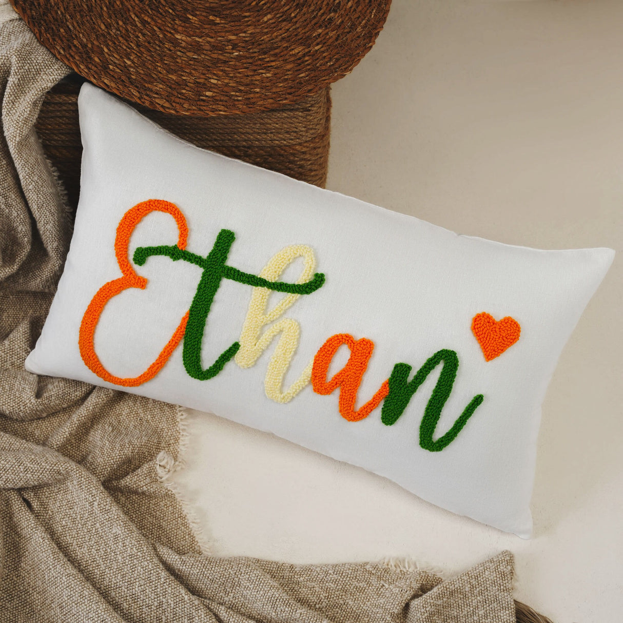 Personalized Baby Room Name Embroidered Pillow, Custom Baby Nursery Pillow, Birthday Gift, Kids Bedroom Decor, Baby Shower Newborn Gift Idea - Arria Home