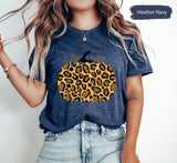 Leopard Pumpkin Shirt, Pumpkin TShirt, Autumn T Shirt, Fall Tee, Women Fall Shirts, Pumpkin Season Shirt, Pumpkin Patch Shirt, Pumpkin Lover