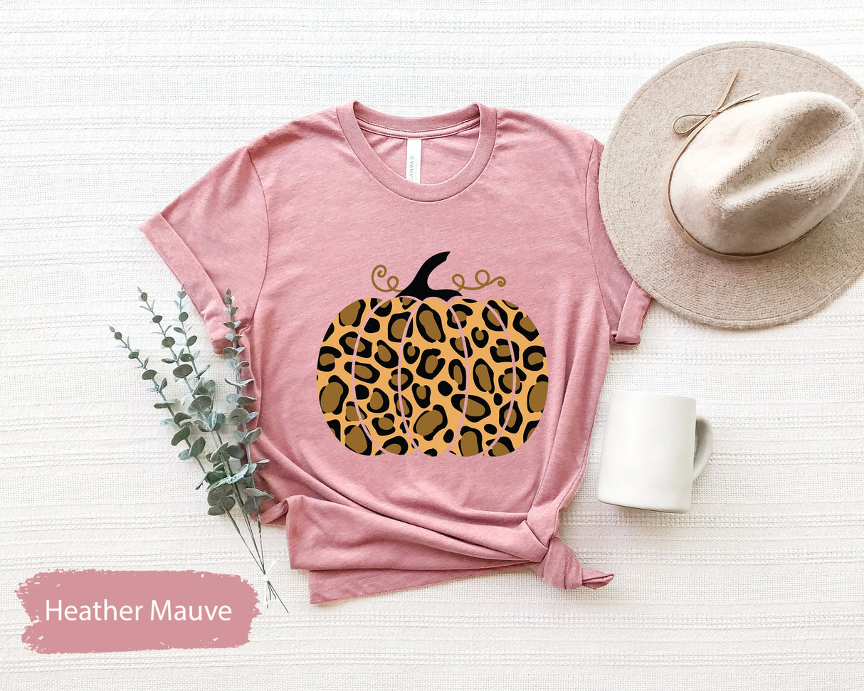 Leopard Pumpkin Shirt, Pumpkin TShirt, Autumn T Shirt, Fall Tee, Women Fall Shirts, Pumpkin Season Shirt, Pumpkin Patch Shirt, Pumpkin Lover