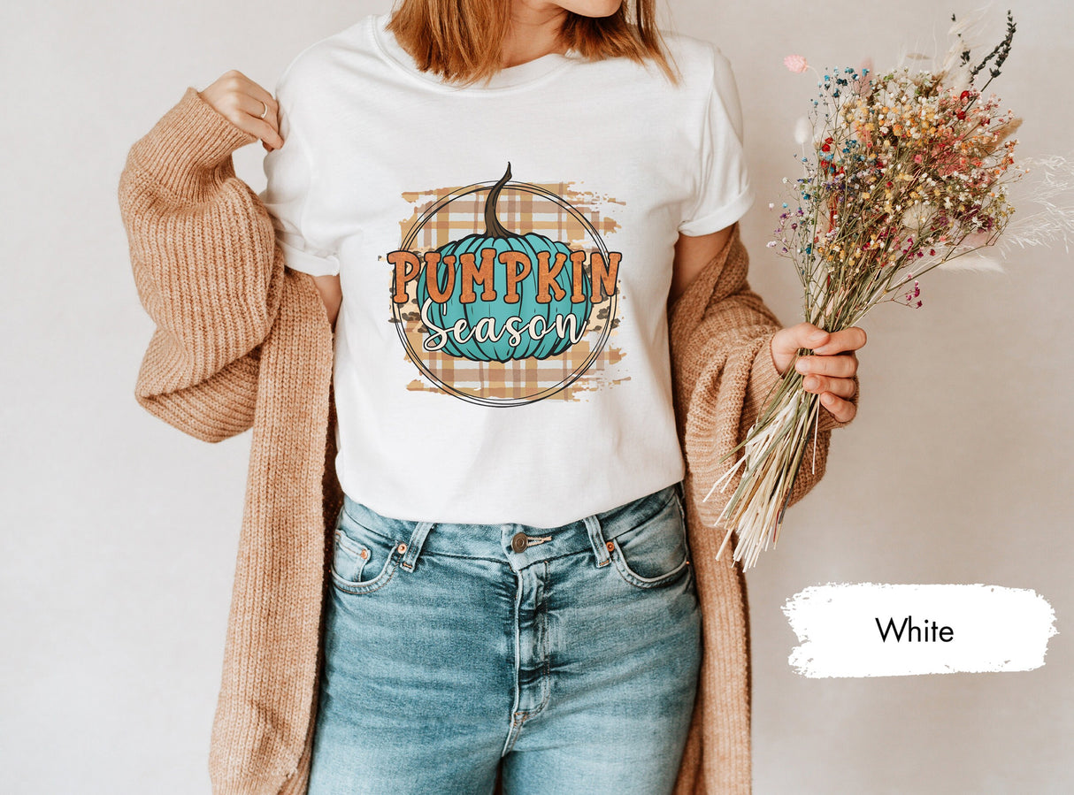 Pumpkin Season Shirt, Pumpkin TShirt, Fall Pumpkin Shirt, Autumn Shirt, Fall T Shirt, Fall Gift, Girls Pumpkin Shirt, Plaid Pumpkin Tee