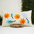 Fall Leaves Punch Needle Embroidered Pillow, Pumpkin Decor, Fall Decor, Autumn Decor, Thanksgiving Decor, Custom Throw Pillow, Tufted Pillow - Arria Home