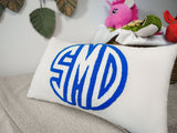 Custom Monogram Embroidered Pillow, Personalized Collage University Monogram Letter Lumbar Pillow, Punch Needle Throw Pillow, Initial Pillow.