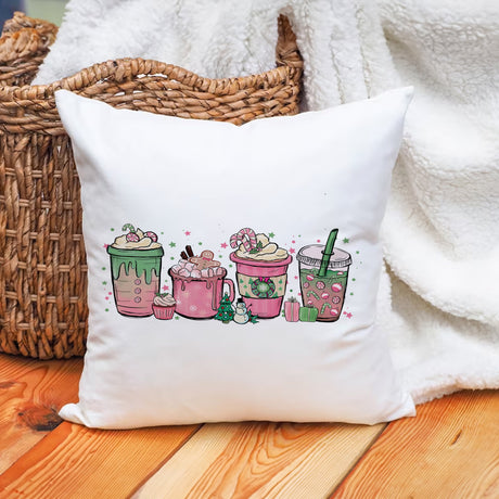 Christmas Coffee Snack Cups Throw Pillow, Home Decor, Custom Lumbar Pillow Cover, Merry Christmas, New Year Party Decor, Christmas Gift Idea - Arria Home