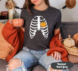 Halloween Pumpkin Shirt, Skeleton Pumpkin Shirt, Womens Skeleton Shirt, Fall Pumpkin Shirt, Skeleton Shirt, Pumpkin Shirt, Rib Cage Shirt