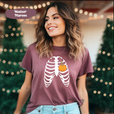 Halloween Pumpkin Shirt, Skeleton Pumpkin Shirt, Womens Skeleton Shirt, Fall Pumpkin Shirt, Skeleton Shirt, Pumpkin Shirt, Rib Cage Shirt