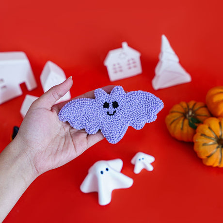 Halloween Car Coasters Set, Pumpkin Punch Needle Coaster, Handmade Spooky Season Halloween Gift, Cute Ghost, Bat, Candy Set of Coaster Decor - Arria Home