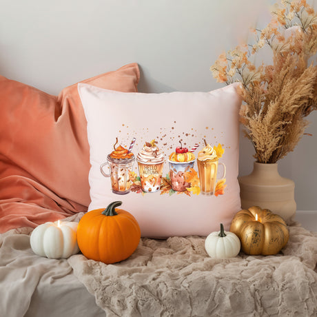 Fall Decoration Lumbar Pillow Cover, Autumn Decor, Pumpkin Watercolor Fall Cups Pillow, Thanksgiving Decor, Halloween Decor, Fall Season - Arria Home