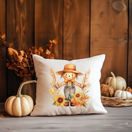 Fall Watercolor Pumpkin Truck Lumbar Pillow, Autumn Decor, Farmhouse Throw Pillow, Fall Scarecrow, Thanksgiving Holiday Home Decor - Arria Home