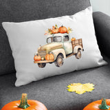 Fall Watercolor Pumpkin Truck Lumbar Pillow, Autumn Decor, Farmhouse Throw Pillow, Fall Scarecrow, Thanksgiving Holiday Home Decor - Arria Home