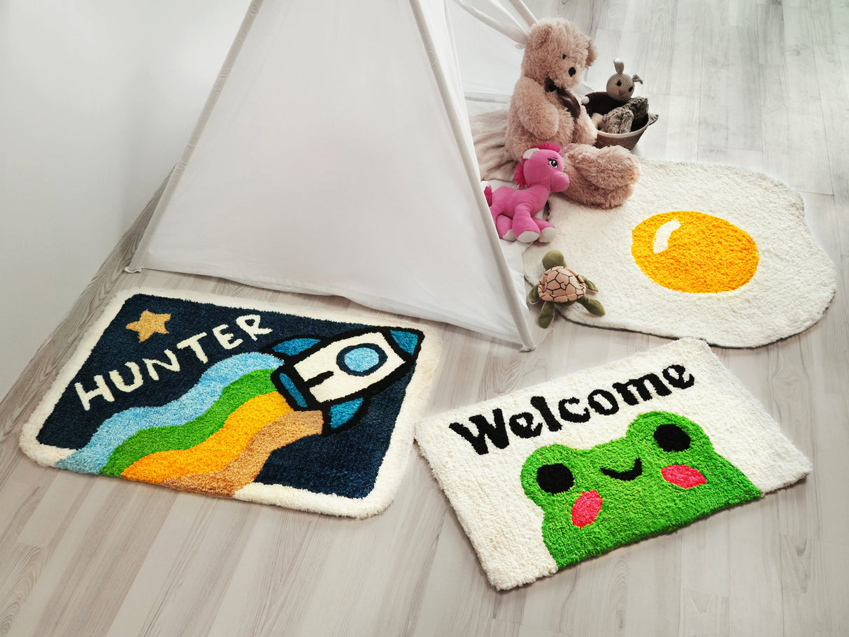 Custom Handmade Tufted Rugs, Personalized Baby Crawling Playmat Carpet, Baby Shower Gift, Toddler Birthday Gift, Kids Room Floor Decor Gift - Arria Home