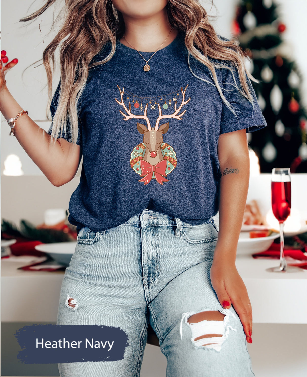 Christmas Reindeer Shirt, Merry Christmas, Christmas TShirt, Reindeer Shirt, Xmas Shirt, Holiday Shirt, Winter Shirt, Rudolph Shirt