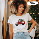 Merry and Bright Christmas Trees Truck Shirt, Merry and Bright Shirt, Christmas T-shirt, Christmas Family, Red Truck Shirt, Christmas Gift