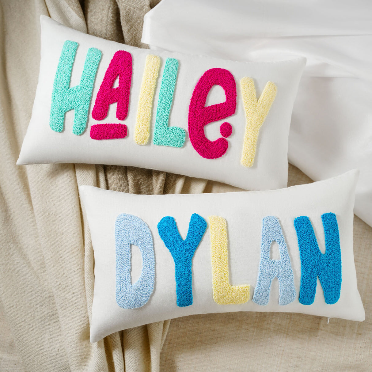 Custom Name Punch Needle Nursery Decor Pillow, Baby Shower Gift, Newborn Baby Gift, Baby Room Decor, Dorm Decor, Birthday Gift, Christmas - Arria Home