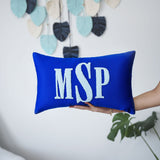 Custom Monogram Embroidered Pillow, Personalized Collage University Monogram Letter Lumbar Pillow, Punch Needle Throw Pillow, Initial Pillow.