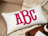 Custom Monogram Embroidered Pillow, Personalized Collage University Monogram Letter Lumbar Pillow, Punch Needle Throw Pillow, Initial Pillow.