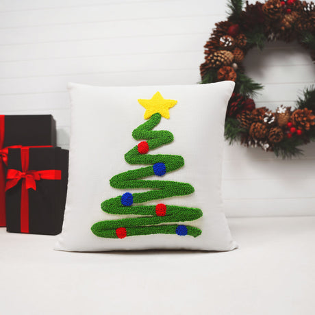 Christmas Tree Punch Needle Pillow Cover, Christmas Decorations, Farmhouse Decor, Merry Christmas Cushion, Winter Holiday Decor, Custom Gift - Arria Home