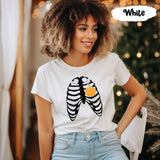 Halloween Pumpkin Shirt, Skeleton Pumpkin Shirt, Womens Skeleton Shirt, Fall Pumpkin Shirt, Skeleton Shirt, Pumpkin Shirt, Rib Cage Shirt