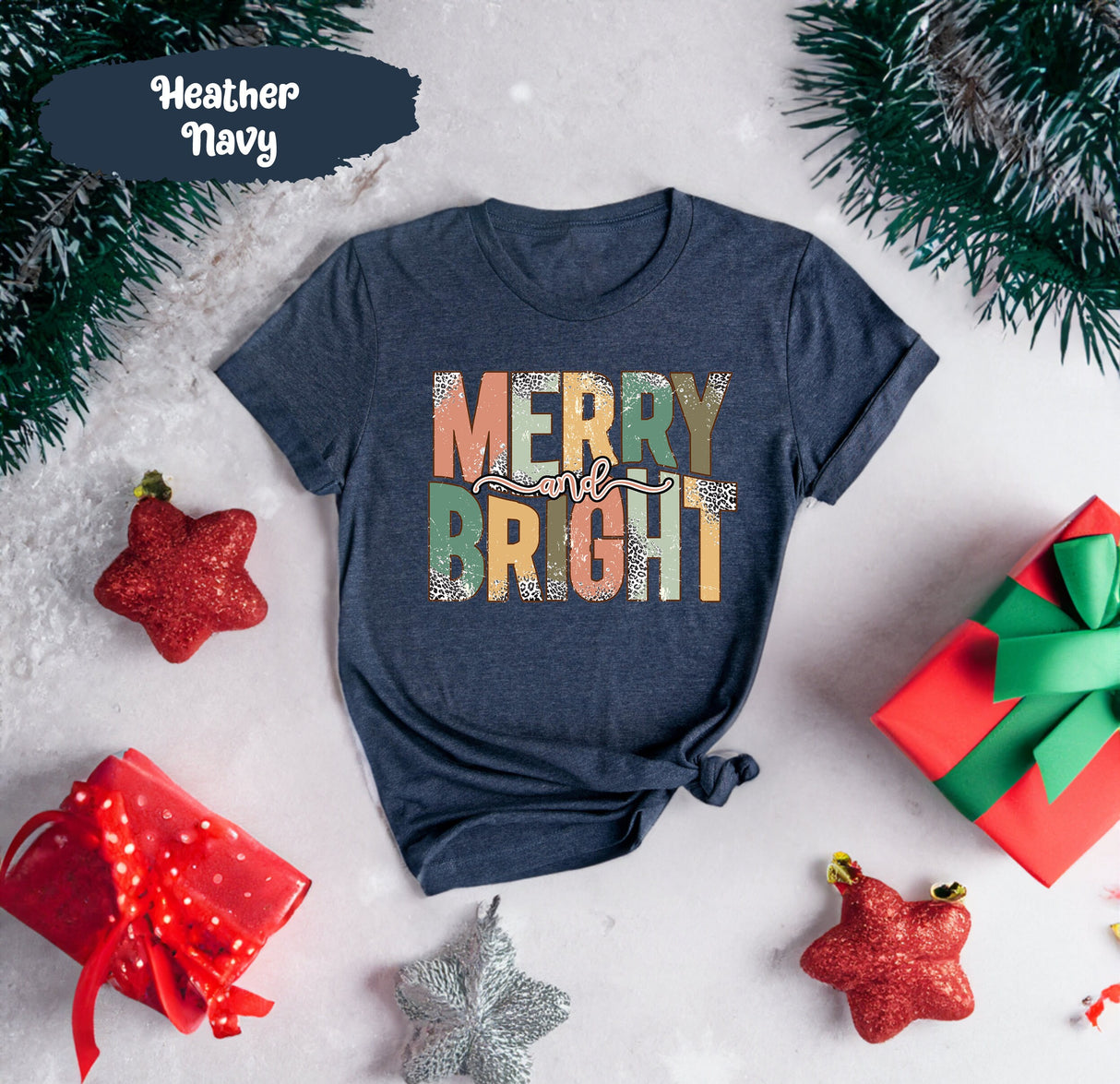 Merry and Bright Shirt, Christmas Shirt, Retro Christmas Shirt, Merry Christmas Shirt, Christmas Gift, Holiday Clothing Women