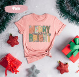 Merry and Bright Shirt, Christmas Shirt, Retro Christmas Shirt, Merry Christmas Shirt, Christmas Gift, Holiday Clothing Women