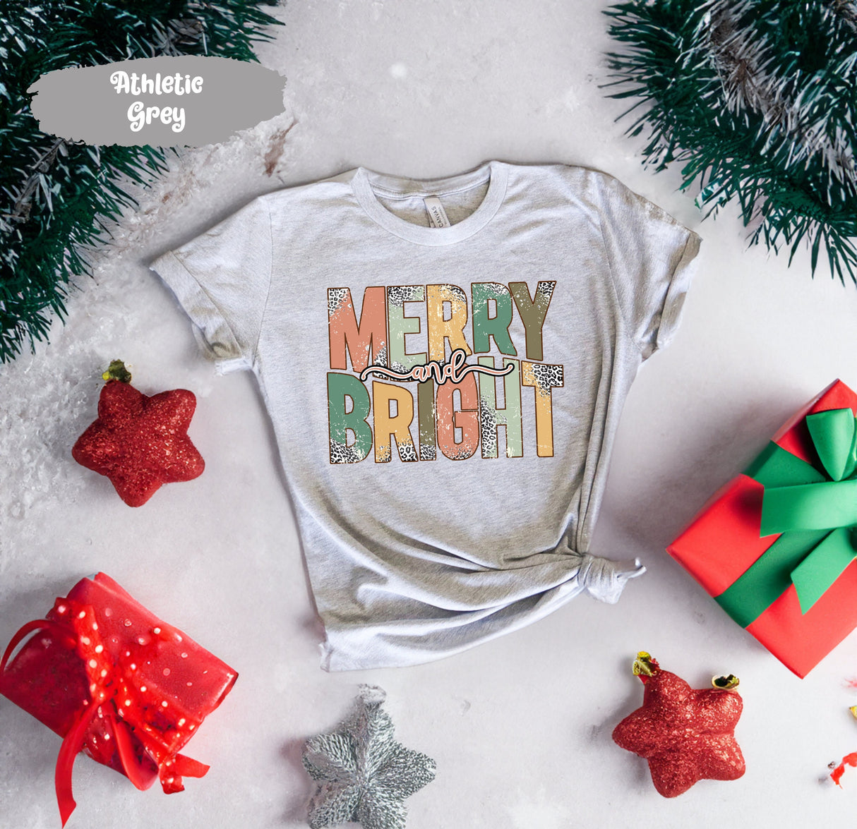 Merry and Bright Shirt, Christmas Shirt, Retro Christmas Shirt, Merry Christmas Shirt, Christmas Gift, Holiday Clothing Women