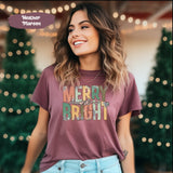 Merry and Bright Shirt, Christmas Shirt, Retro Christmas Shirt, Merry Christmas Shirt, Christmas Gift, Holiday Clothing Women