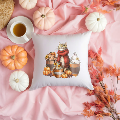 Fall Dog with Leaves Watercolor Throw Pillow, Thanksgiving Decor, Autumn Decor, Fall Cat Halloween Decor, Farmhouse Decor, Holiday Decor - Arria Home