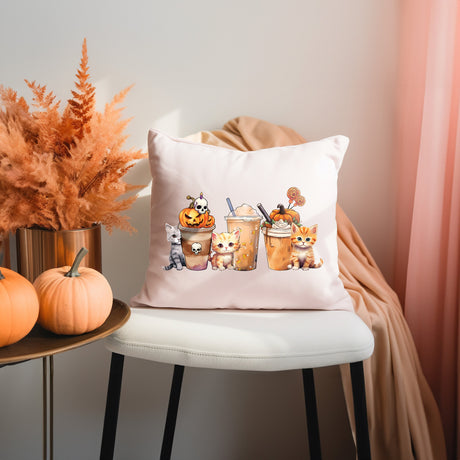 Fall Decoration Lumbar Pillow Cover, Autumn Decor, Pumpkin Watercolor Fall Cups Pillow, Thanksgiving Decor, Halloween Decor, Fall Season - Arria Home