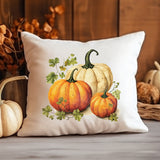 Fall Watercolor Pumpkin Throw Pillow, Autumn Lumbar Pillow, Thanksgiving Farmhouse Decor, Fall Holiday Pillowcase, Fall Housewarming Gift - Arria Home