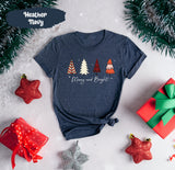 Merry and Bright Tee, Retro Christmas, Holiday Tshirt, Winter Shirt, Merry Christmas Tee, Xmas Family Shirt, Gift for Parents