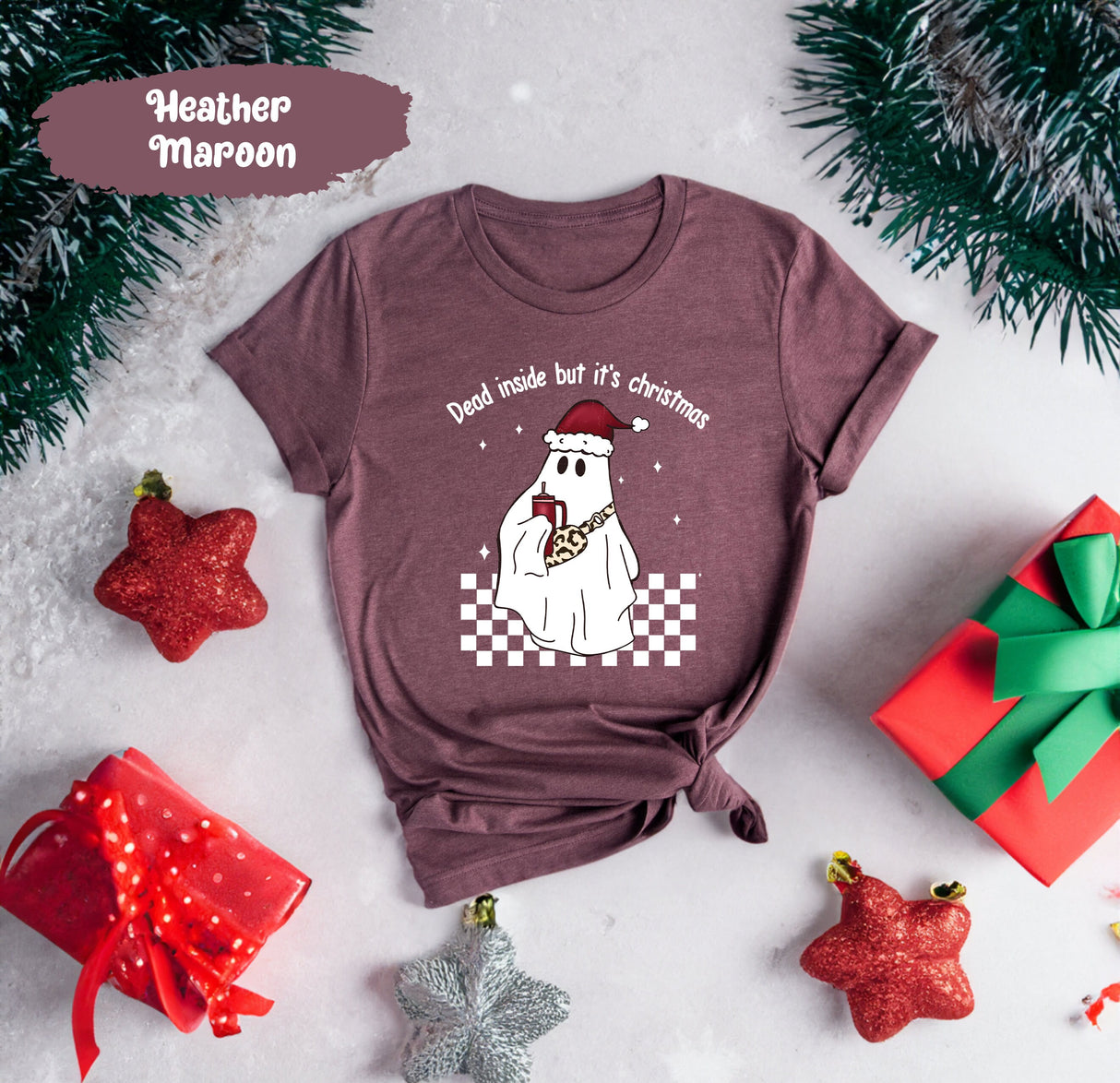 Dead Inside Shirt, Cute Christmas Shirt, Christmas Gift Women, Soft T Shirt, Winter Shirt, Merry Christmas Tee, Gift for Young Girl