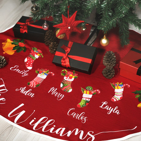 Home Decor Christmas Tree Skirt Personalized, Custom Tree Skirt Xmas Decorations, Christmas Custom Family Gift Holiday Decorations - Arria Home