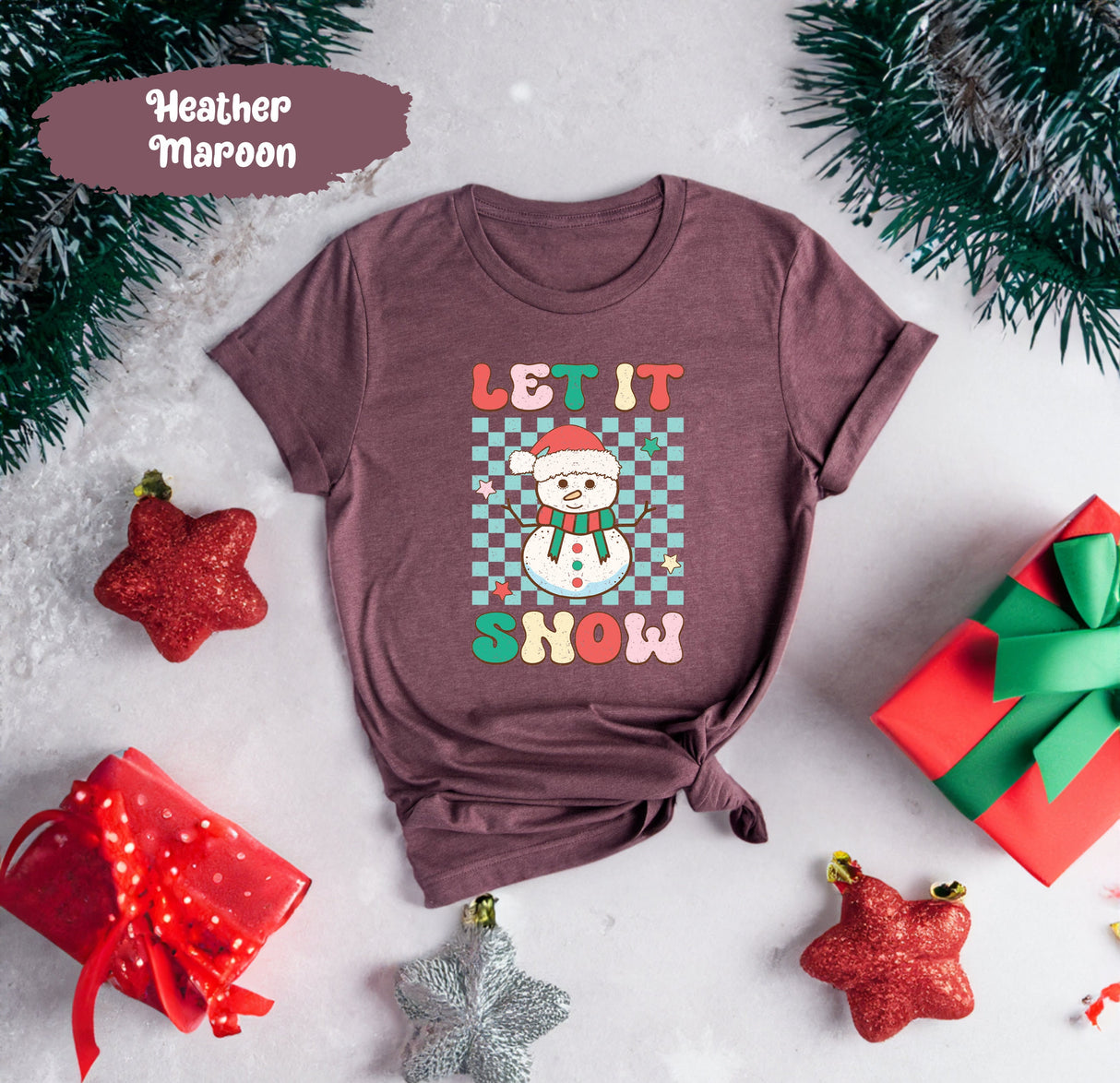 Let it Snow Christmas Shirt, Snowman Shirt, Winter Shirt, Christmas Shirt, Christmas T-Shirt, Christmas Gift, Holiday Shirt, Retro Chritmas