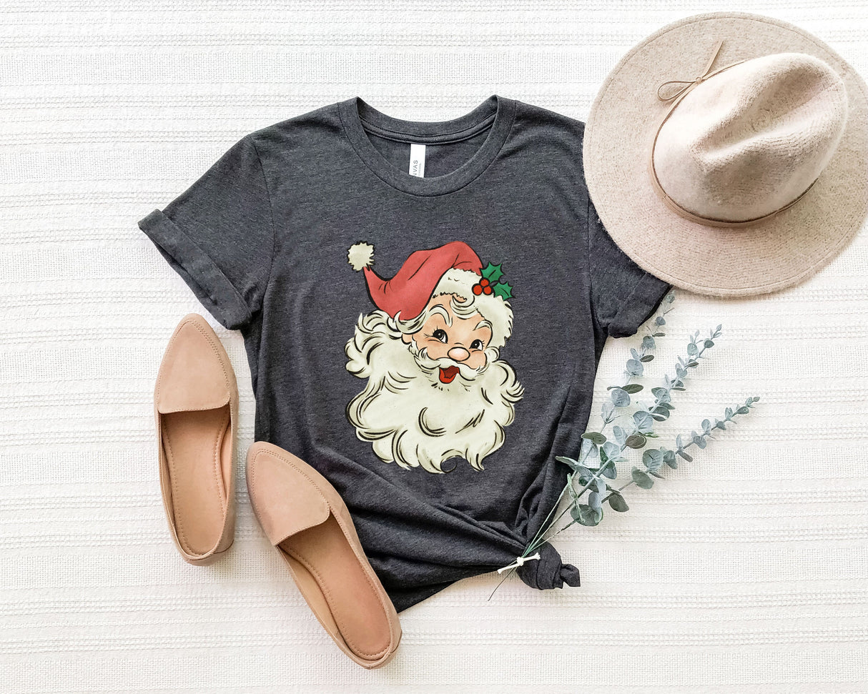 Retro Santa TShirt, Vintage Santa Shirt, Retro Christmas Santa, Holiday Clothing Women, Christmas Tee for Woman, Holiday Shirt