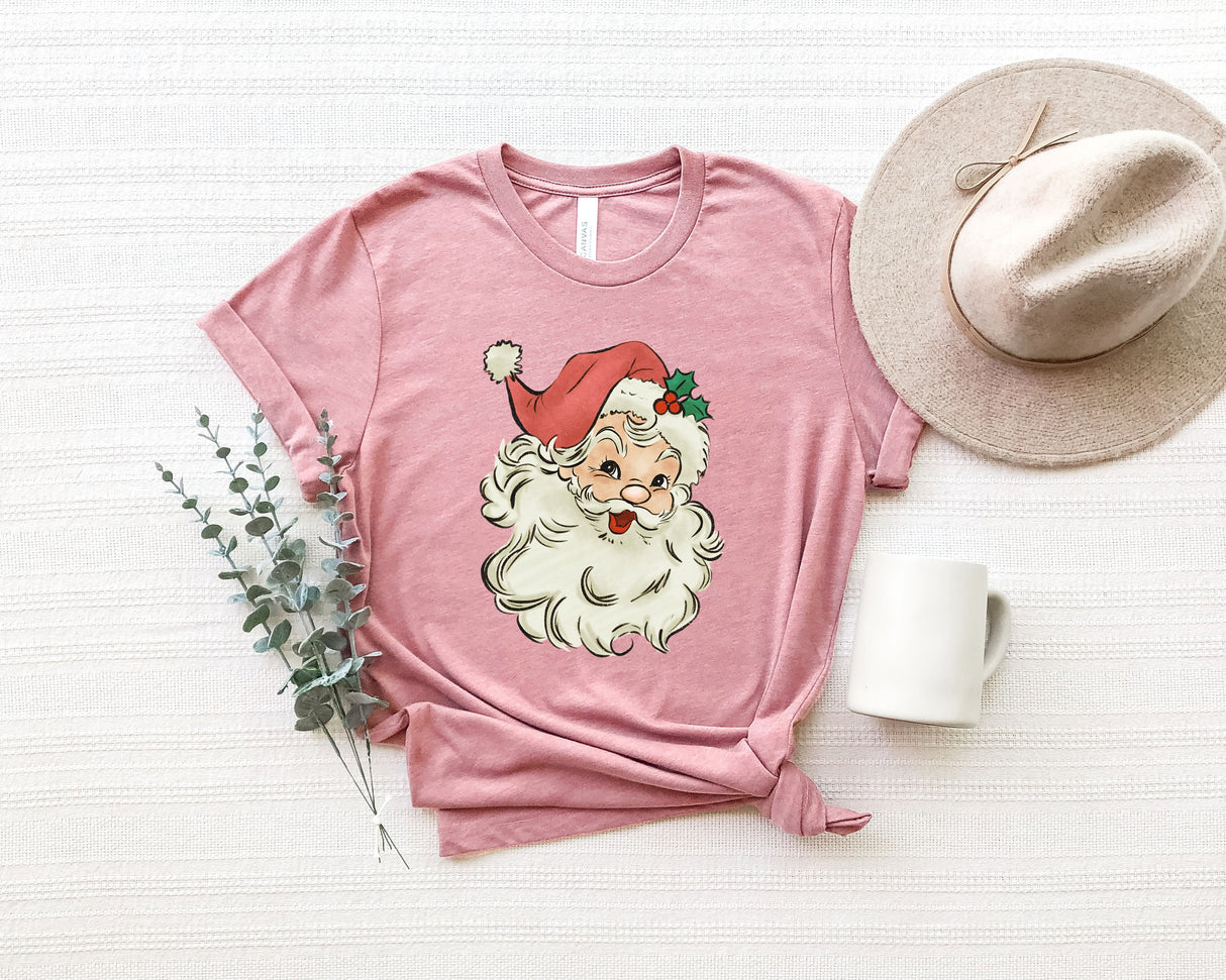 Retro Santa TShirt, Vintage Santa Shirt, Retro Christmas Santa, Holiday Clothing Women, Christmas Tee for Woman, Holiday Shirt