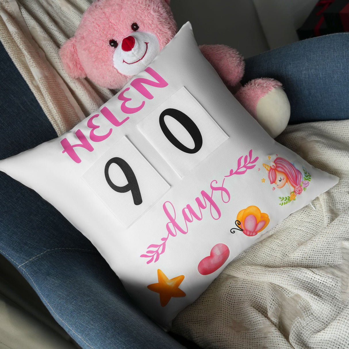 Custom Baby Milestone Monthly Daily Milestone Pillow, Baby Shower Decor Gift, Nursery Decor, Baby Name Pillow, First Christmas Gift Idea - Arria Home