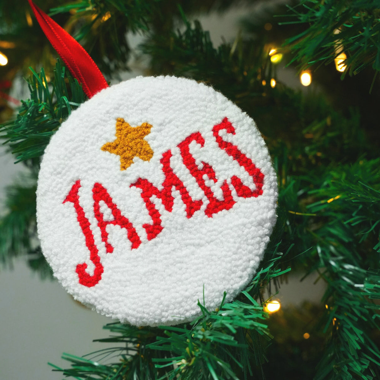Baby First Christmas Personalized Ornament Embroidered, Baby Shower Gift, First Christmas Ornament, Baby Name Sign, Custom Embroidered Charm - Arria Home