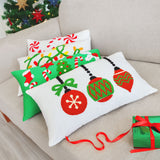 Christmas Strings Punch Needle Throw Pillow Cover, Christmas Light, Home Decor, Farmhouse Decor, Merry Christmas Gift, Custom Pillow Holiday - Arria Home