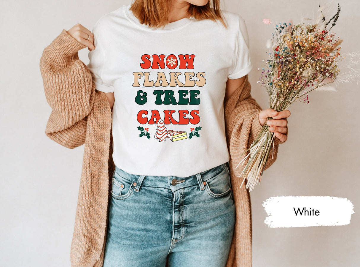 Snow Flakes Tshirt, Christmas Tree Shirt, Merry Christmas Tee, Retro Christmas, Christmas Gift Women, Christmas Cake Shirt, Winter Shirt