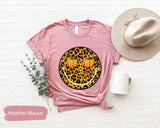 Fall Shirt for Women, Pumpkin Tshirt, Leopard Shirt, Smiley Face Shirt, Fall Graphic Tee, Seasonal Shirts, Cute Womens Shirt, Soft T Shirt