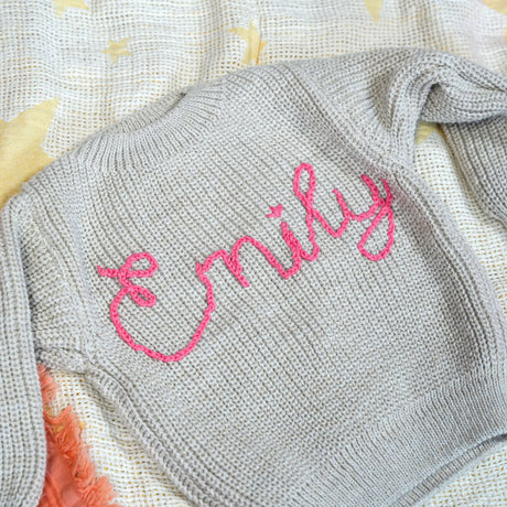 Baby Gift Embroidered Blanket, Personalized Baby Name Knit Blanket, Stroller Blanket, Baby Shower Gift, Christmas Gift, Pregnancy Gift Idea - Arria Home