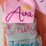 Personalized Baby Embroidered Blanket Newborn First Christmas Gift Idea, Baby Shower Gift, Beanie, Sweater, Pillow Baby Basket Gift Set - Arria Home