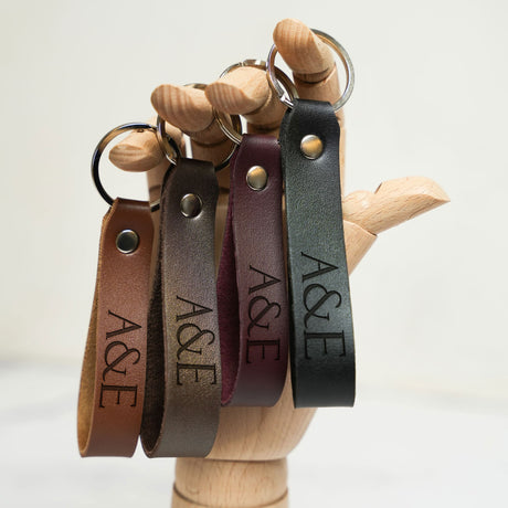 Personalized Leather Keychain, Custom Monogram Keychain, Key fob, Coordinate Keychain, Men Gift Where it All Began, Anniversary Gift Idea - Arria Home