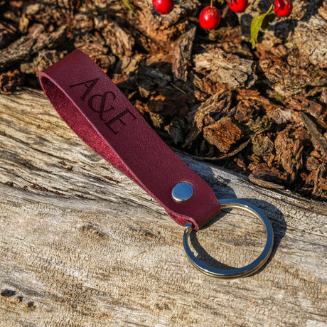 Personalized Leather Keychain, Custom Monogram Keychain, Key fob, Coordinate Keychain, Men Gift Where it All Began, Anniversary Gift Idea - Arria Home