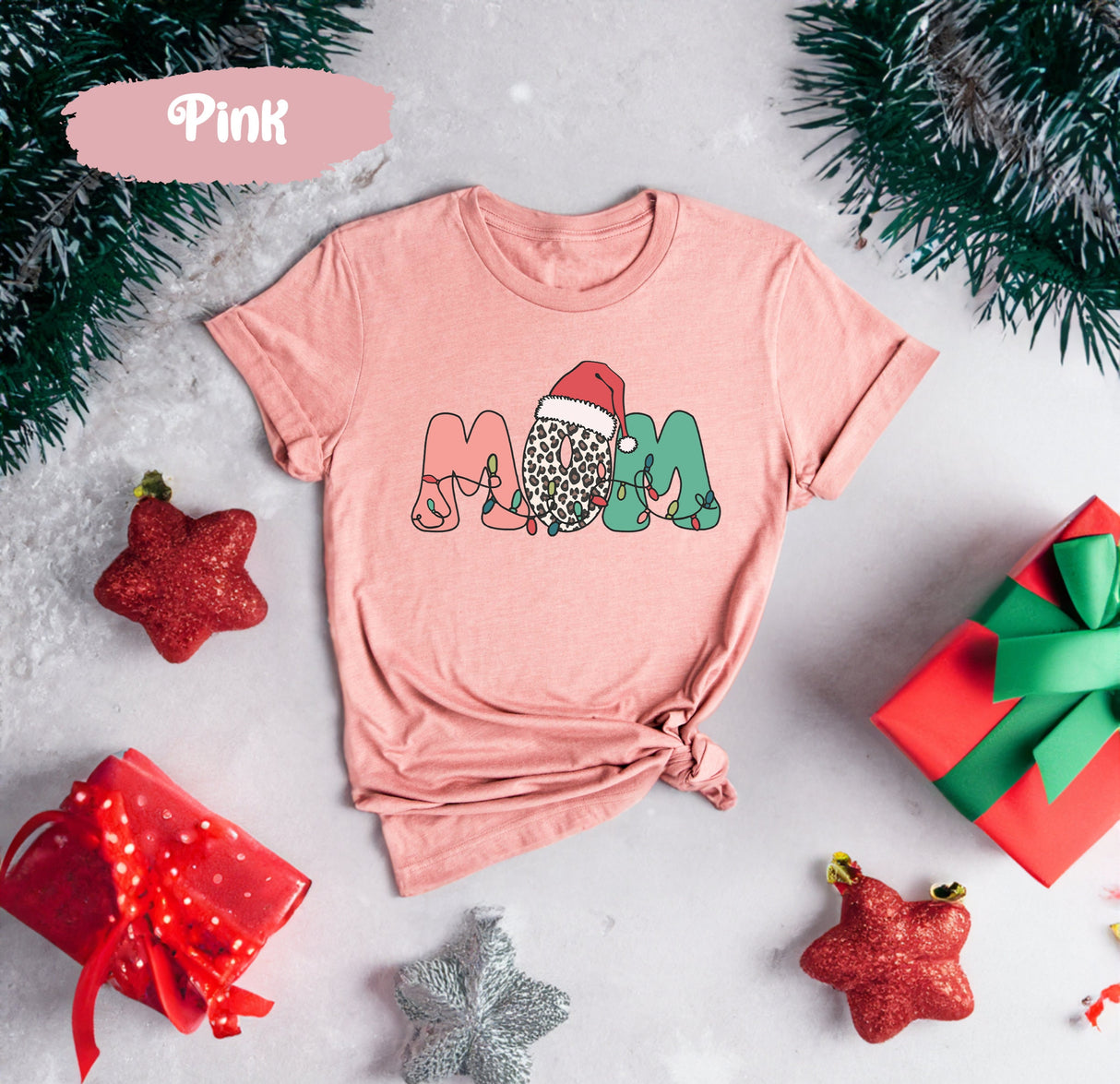 Christmas Mom Shirt, Santa Shirts, Leopard Christmas, Christmas Light Tee, Cute Christmas Shirt, Christmas Gift Women, Merry Christmas Tee